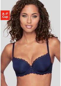 Schalen-BH Lascana "Evita", Damen, Gr. 90, Cup E, dunkelblau, Microtouch, Obermaterial: 90% Polyamid, 10% Elasthan, BHs Schalen-BH, mit feiner Spitzenborte, Dessous