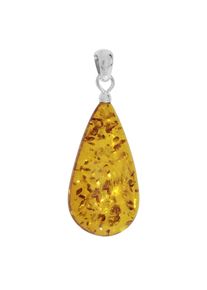 Kettenanh&auml;nger OSTSEE-SCHMUCK "OSTSEE-SCHMUCK Anh&auml;nger Tropfen ca. 30 mm lang - Silber 925/000", wei&szlig; (wei&szlig;, neutral), Schmuckanh&auml;nger, Damen, 40 x 18mm, Bernstein, 2,9 g, Kettenanh&auml;nger