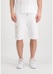 Sweatshorts Alpha Industries "Basic Short AI Foil Print", Herren, Gr. S, Normalgr&ouml;&szlig;en, wei&szlig; (wei&szlig;, gelb gold), Obermaterial: 80% Baumwolle, 20% Polyester, Hosen Sweatshorts