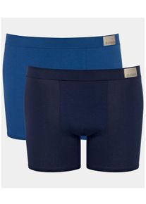 Boxershorts Sloggi "Men GO Natural", Herren, Gr. S, blau (blau, schwarz combination), Single Jersey, Obermaterial: 95% Baumwolle, 5% Elasthan, clean, unifarben, k&ouml;rpernah, Unterhosen Boxershorts, mit langem Bein, eng anliegend, ohne Eingriff
