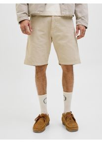 Jack & Jones Shorts JACK & JONES "JPSTTONY CARPENTER SHORTS MID SN", Herren, Gr. XS, N-Gr, beige (fields of rye), Web, Obermaterial: 100% Baumwolle, unifarben, loose fit knielang, Hosen Shorts