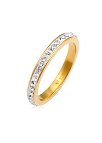 Silberring Elli "Ring Kristallen Memoire Ring 925 Silber" Gr. 64, gold, Fingerringe, Damen, 64, Silber 925 (Sterlingsilber), Silberring