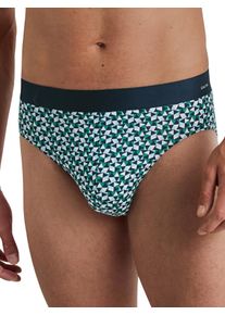 Slip Calida "Cotton Code Design", Herren, Gr. S (46/48), blau (aquamarine), Single Jersey, Obermaterial: 94% Baumwolle, 6% Elasthan, k&ouml;rpernah, Unterhosen Slip, weicher Elastikbund, ohne Eingriff, gemustert