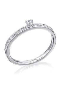 Diamantring ONE ELEMENT "0,15 ct Diamant Brillant Memoire mit Center Ring aus 585 Wei&szlig;gold" Gr. 60, silber, Fingerringe, Damen, 60,mit Brillant, Wei&szlig;gold 585, Diamantring