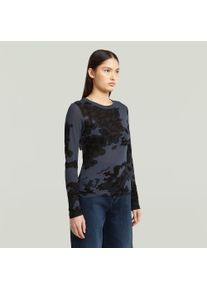 G-Star Raw Langarmshirt G-STAR "Aop Slim Wmn", Damen, Gr. XS (34), india ink forest camo, Single Jersey, Obermaterial: 100% Baumwolle, gemustert, mehrfarbig, slim fit, Rundhals, abgesteppte Kante, Shirts Langarmshirt, mit Allover-Print