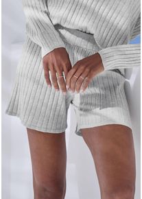 Shorts French Connection, Damen, Gr. 44/46, N-Gr, grau (hellgrau, meliert), Rippstrick, Obermaterial: 50% Viskose (LENZING&trade; ECOVERO&trade;), 28% Polyester, 22% Polyamid, meliert, unifarben, bequem kurz, Hosen Shorts, in lockerer Weite, Loungewear, Topseller