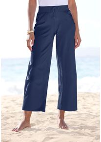Beach Time 7/8-Strandhose BEACHTIME, Damen, Gr. 44/46, N-Gr, blau (marine), Jersey, Obermaterial: 95% Baumwolle, 5% Elasthan, unifarben, figurumspielend 7/8-L&auml;nge, Hosen 7/8-Strandhose, aus weichem Jersey, Wide-Leg, Jogginghose, Relaxhose, Topseller