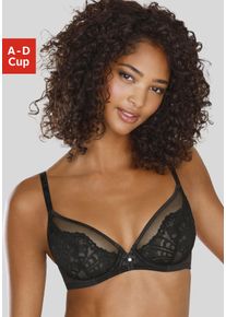 B&uuml;gel-BH Lascana "Flora", Damen, Gr. 80, Cup A, schwarz, Spitze, Obermaterial: 94% Polyamid, 6% Elasthan, BHs B&uuml;gel-BH, mit feiner Spitze und edlem Glitzeraccessoire, sexy Dessous