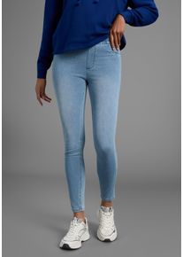 Jogg Pants Arizona "High Waist", Damen, Gr. 46, N-Gr, blau (light blau w), Jersey, Obermaterial: 62% Baumwolle, 28% Polyester, 10% Elasthan, Basic, skinny fit kn&ouml;chellang, Jeans Jogg Pants, extra-eng geschnitten, kn&ouml;chellange Beinform, hoher Bund