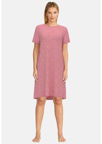 G&ouml;tzburg Nachthemd G&Ouml;TZBURG "Galway", Damen, Gr. 46 (XXXL), N-Gr, rot, Single Jersey, Obermaterial: 100% Baumwolle, bequem kniefrei, Rundhals, Kleider Nachthemd, Rundhalsausschnitt, gepunktet, Kurzarm, Baumwolle, feminin