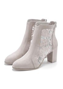 High-Heel-Stiefelette Lascana "Ankle Boot, Stiefel", Damen, Gr. 38, grau, Obermaterial: 100% Textilmaterial. Decksohle: 100% Lederimitat. Futter: 100% Textilmaterial. Laufsohle: 100% Synthetik, unifarben, Schuhe High-Heel-Stiefelette, mit modischer Spitze und bequemen Blockabsatz