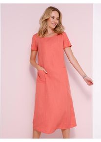 A-Linien-Kleid Classic Basics "Kleid", Damen, Gr. 52, Normalgr&ouml;&szlig;en, orange (koralle), Web, 100% Polyester, unifarben, Rundhals, Kleider A-Linien-Kleid