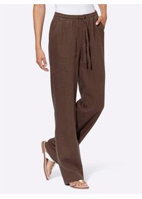 Schlupfhose Heine, Damen, Gr. 46, Normalgr&ouml;&szlig;en, braun (schoko), 100% Leinen, unifarben, lang, Hosen Schlupfhose