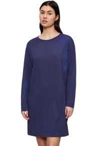 Nachthemd Triumph "Endless Comfort NDK 01 LSL", Damen, Gr. 36, N-Gr, blau (blau, schwarz combination), Single Jersey, Obermaterial: 50% Baumwolle, 50% Modal, Kleider Nachthemd, weich und gem&uuml;tlich