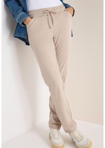 Stoffhose Cecil "Style Tracey", Damen, Gr. XXL (46), L&auml;nge 28, light sandalwood beige, Web, Obermaterial: 82% Polyester, 18% Elasthan. Futter: 100% Polyester, unifarben, bequem lang, Hosen Stoffhose, mit Gallonstreifen und elastischem Bund mit Tunnelzug