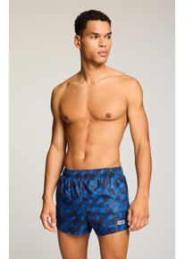 Badeshorts Puma "Puma SWIM MEN PRINTED CAT SHORT SHORTS", Herren, Gr. L, N-Gr, blau (ultra blau combo), Web, Obermaterial: 100% Polyester, Badehosen Badeshorts, mit Gummizug und seitlichen Taschen