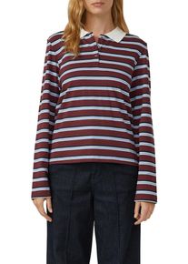 Poloshirt s.Oliver, Damen, Gr. 34, merlot stripe, Jersey, Obermaterial: 100% Baumwolle, gestreift, regular fit h&uuml;ftbedeckend, Rundhals, Shirts Poloshirt, Langarm, mit Streifen
