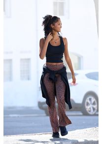 Leggings Buffalo, Damen, Gr. 44/46, N-Gr, braun (braun leo), Jersey, Obermaterial: 95% Baumwolle, 5% Elasthan, bedruckt, figurbetont lang, Hosen Leggings, in modischer Allover Leo-Optik, Topseller