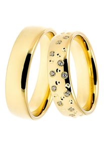 Trauring DOOSTI "Schmuck Geschenk Silber 925 Trauring Ehering Partnerring LIEBE" Gr. 54, gold (gelbgoldfarben), Fingerringe, Damen, 54,mit Zirkonia, Silber 925 (Sterlingsilber), 5,5mm, Trauring, Made in Germany - wahlweise mit oder ohne Zirkonia