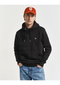 Hoodie Gant "REG SHIELD HOODIE", Herren, Gr. M, schwarz, Sweatware, Obermaterial: 80% Baumwolle, 20% Polyester, unifarben, regular fit h&uuml;ftlang, elastischer Bund, Sweatshirts Hoodie, mit Logostickerei auf der Brust