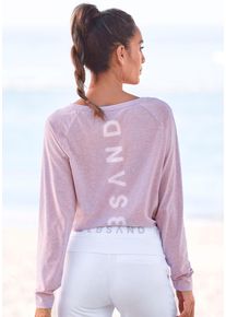 Longsleeve ELBSAND "Tira", Damen, Gr. M (38), lila (lila meliert), Jersey, Obermaterial: 50% Baumwolle, 50% Polyester, meliert, figurumspielend h&uuml;ftlang, Rundhals, Shirts Longsleeve, mit Logodruck hinten, Langarmshirt, sportlich-casual, Topseller