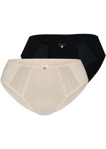 Sassa Mode Slip SASSA "Lovely Secret", Herren, Gr. 48, schwarz (beige, schwarz), Obermaterial: 90% Polyamid, 10% Elasthan, normal, Unterhosen Slip, mit Spitzeneinsatz