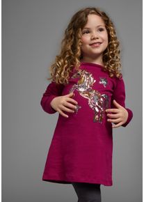 Langarmshirt Kidsworld "PFERD", M&auml;dchen, Gr. 104/110, rot (bordeaux), Jersey, Obermaterial: 100% Baumwolle, bedruckt, ausgestellt Po-bedeckend, Rundhals, abgesteppte Kante, Shirts Langarmshirt, Langarm, ausgestellter Schnitt, bedruckt, Rundhalsausschnitt, Topseller