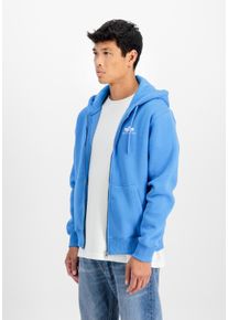 Hoodie Alpha Industries "Basic Zip Hoodie SL", Herren, Gr. M, blau (mediteranian blau), Obermaterial: 80% Baumwolle, 20% Polyester, regular fit, Sweatshirts Hoodie