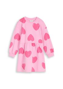 Sweatkleid Tom Tailor, M&auml;dchen, Gr. 92/98, N-Gr, big pink heart print, Sweatware, Obermaterial: 60% Baumwolle, 40% Polyester, bedruckt, A-Linie normal, Rundhals, Rippb&uuml;ndchen, Kleider Sweatkleid, mit All-Over Print