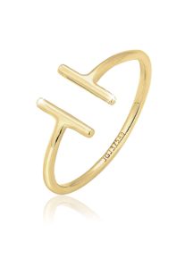Silberring Elli Premium "Ring Geo Trend Look Statement Offen 375 Gelbgold" Gr. 54, gold, Fingerringe, Damen, 54, Gelbgold 375, Silberring