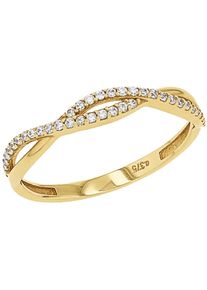 Fingerring Amor "2036754/-55/-56/-57/-77" Gr. 60, gold (gelbgoldfarben, kristallwei&szlig;), Fingerringe, Damen, 60, Gelbgold 375, 1,1mm, Fingerring, mit Zirkonia (synth.)