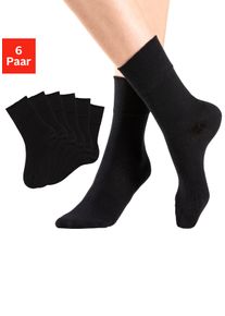 H.I.S. Socken H.I.S, Damen, Gr. 43-46, schwarz (6x schwarz), Baumwolle, Elasthan, Polyamid, unifarben, elastisch, Socken Socken, mit Komfortbund auch f&uuml;r Diabetiker geeignet, Topseller