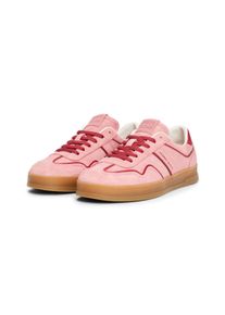Plateausneaker Tommy Jeans "THE GREENWICH", Damen, Gr. 37, bunt (rosa, beere), Veloursleder, Schuhe Plateausneaker, Schn&uuml;rer, Halbschuh, Freizeitschuh mit Kontrastbesatz