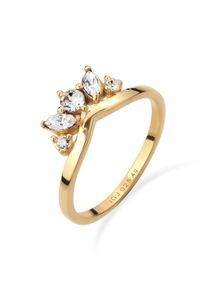 Silberring Elli "Ring Krone mit Kristallen von Swarovski 925 Sterling Silber" Gr. 52, gold, Fingerringe, Damen, 52, Silber 925 (Sterlingsilber), Silberring