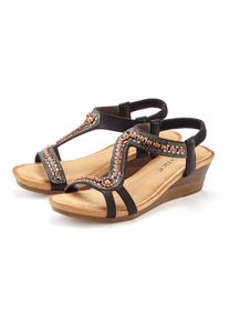 Sandalette Vivance "Sommerschuh", Damen, Gr. 42, schwarz, Obermaterial: 100% Synthetik. Decksohle: 100% Textilmaterial. Futter: 100% Lederimitat. Laufsohle: 100% Synthetik, unifarben, Schuhe Sandalette, Sandale, Sommerschuh mit Glitzerdetails und elastischem Riemchen VEGAN