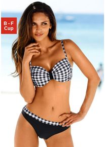 B&uuml;gel-Bikini Lascana, Damen, Gr. 52, Cup F, schwarz-wei&szlig; (schwarz, wei&szlig;), Polyamid, bedruckt, kariert, Bikini-Sets B&uuml;gel-Bikini, im schwarz-wei&szlig;en Karodruck