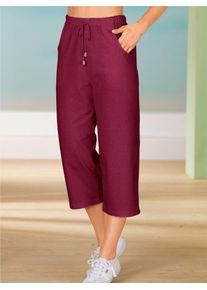 Caprihose, Damen, Gr. 46, Normalgr&ouml;&szlig;en, rot (bordeaux), 95% Baumwolle, 5% Elasthan, unifarben, 3/4-L&auml;nge, Hosen Caprihose