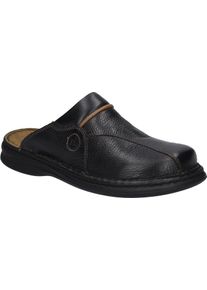 Sabot Josef Seibel "KLAUS", Herren, Gr. 48, schwarz (schwarz, cognac), Leder, Schuhe Sabot, Sommerschuh, Schlappen, Hausschuh, mit gepolsterter Lederinnensohle