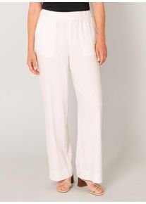 Leinenhose Base Level "Yul", Damen, Gr. 46, N-Gr, natural wei&szlig;, Web, Obermaterial: 55% Leinen, 45% Viskose, unifarben, l&auml;ssig geschnitten lang, Hosen Leinenhose, Sommerhose mit elastischem Bund