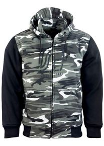 Motorradjacke Roleff "Hoodie" Gr. XXXL, schwarz-wei&szlig; (schneetarn, schwarz ro3350), Jacken, Damen, 3XL, Obermaterial: 100% Baumwolle. Einsatz: 100% Aramid. Innenfutter: 100% Polyester, Motorradjacke, mit Aramid und Protektoren