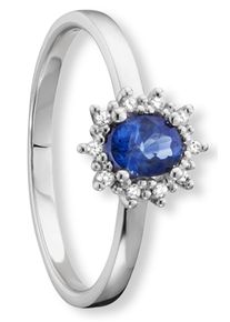 Diamantring ONE ELEMENT "0.05 ct Diamant Brillant Safir Ring aus 585 Wei&szlig;gold" Gr. 56, silber, Fingerringe, Damen, 56,mit Brillant, Wei&szlig;gold 585, Diamantring