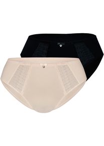 Sassa Mode Slip SASSA "Lovely Secret", Herren, Gr. 42, schwarz (beige, schwarz), Obermaterial: 90% Polyamid, 10% Elasthan, normal, Unterhosen Slip, mit Spitzeneinsatz