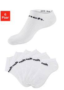 Sportsocken Bench., Damen, Gr. 43-46, wei&szlig; (6x wei&szlig;), Baumwollmischung, unifarben, elastisch, Socken Sportsocken, Sneakersocken mit klassischem Logoschriftzug