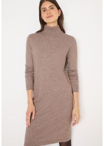 Strickkleid Cecil, Damen, Gr. XL (44), N-Gr, chocolate mousse melange, Strick, Obermaterial: 33% Polyester, 31% Polyacryl, 24% Baumwolle, 12% Nylon, meliert, regular fit knielang, hoch geschlossener Ausschnitt, Rippstrickb&uuml;ndchen, Kleider Strickkleid, mit Rollkragen, knielang