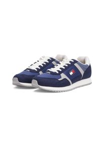 Sneaker Tommy Jeans "TJM RUNNER CASUAL", Herren, Gr. 44, dunkelblau, k&ouml;nigsblau, Lederimitat, Textil, kontrastfarbene Details, Schuhe Sneaker, Schn&uuml;rschuh, Halbschuh, Freizeitschuh mit seitliche Logoflag