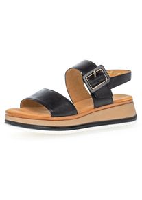 Keilsandalette Gabor "RHODOS", Damen, Gr. 42, schwarz, Kalbsleder, unifarben, Schuhe Keilsandalette, Riemchensandale, Sommerschuh, Sandale in Weite G (=weit)