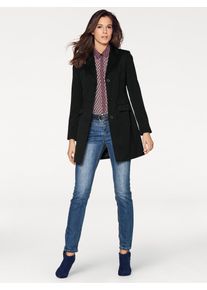 Longblazer Heine "Longblazer", Damen, Gr. 46, schwarz, 64% Polyester, 34% Viskose, 2% Elasthan, Futter:100% Polyester, Blazer Longblazer