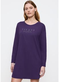Nachthemd Triumph "Nightdresses NDK LSL 04", Damen, Gr. 36, N-Gr, lila (royal lila), Jersey, Obermaterial: 100% Baumwolle, kniefrei, Rundhals, Kleider Nachthemd, weich, atmungsaktiv, lang&auml;rmelig