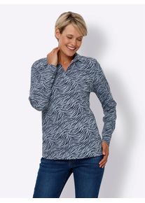 Langarmshirt "Langarm-Shirt", Damen, Gr. 48, blau (bleu, marine, bedruckt), 100% Baumwolle, gemustert, mehrfarbig, Shirts Langarmshirt