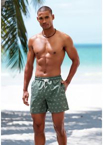 Badeshorts s.Oliver, Herren, Gr. XL, N-Gr, gr&uuml;n (olive, creme print), Microfaser, Obermaterial: 50% Polyester, 50% Polyester (Reborn&trade;). Innenslip: 100% Polyester, bedruckt, Badehosen Badeshorts, mit modischem Alloverprint